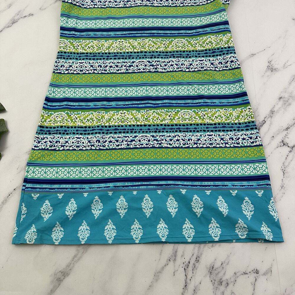 Lands End Womens Shift Dress Size S 6-8 Blue Green Floral Stripe Stretch - Picture 10 of 10